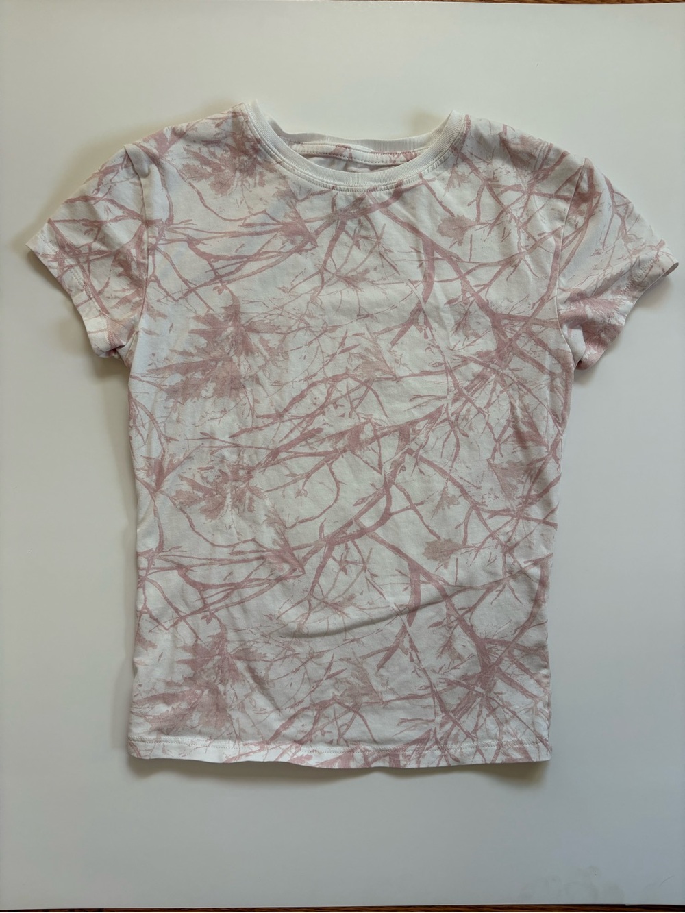 wild fable White Short Sleeve Tee with Dusty Pink Branch Print